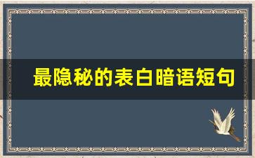 最隐秘的表白暗语短句